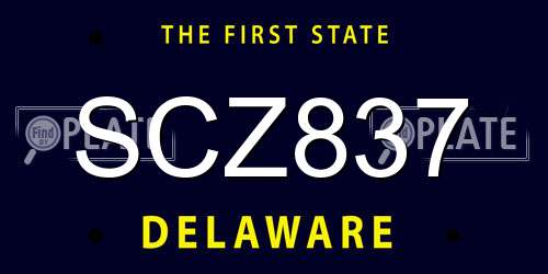 SCZ837 Delaware License Plate