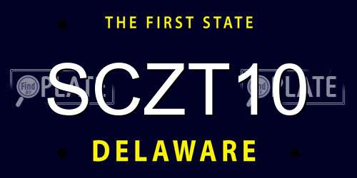 SCZT10 Delaware License Plate