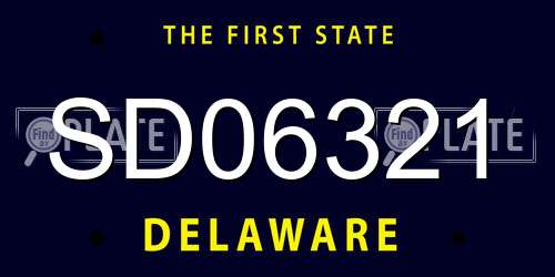 SD06321 Delaware License Plate