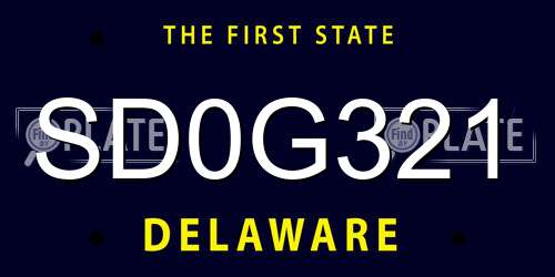 SD0G321 Delaware License Plate