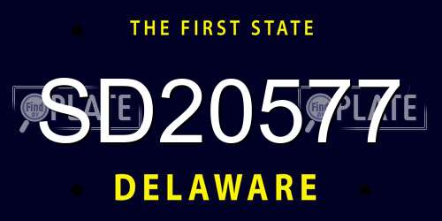 SD20577 Delaware License Plate