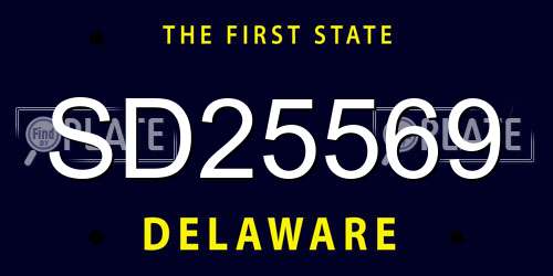 SD25569 Delaware License Plate