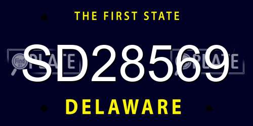 SD28569 Delaware License Plate
