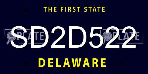 SD2D522 Delaware License Plate