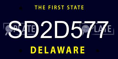 SD2D577 Delaware License Plate