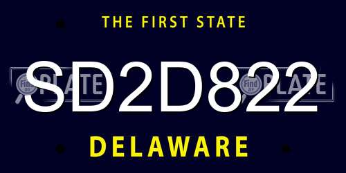 SD2D822 Delaware License Plate