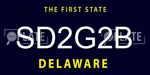 SD2G2B Delaware License Plate