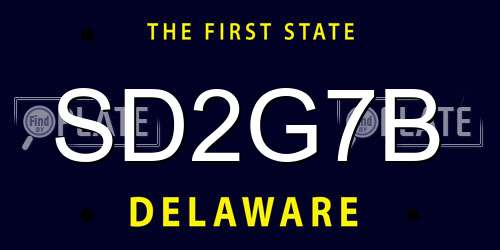SD2G7B Delaware License Plate