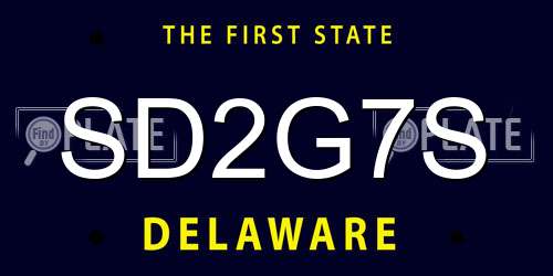 SD2G7S Delaware License Plate