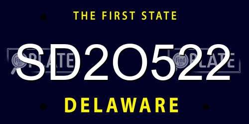 SD2O522 Delaware License Plate
