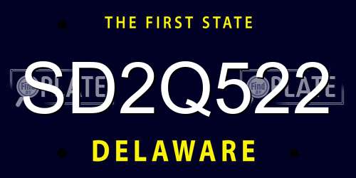 SD2Q522 Delaware License Plate