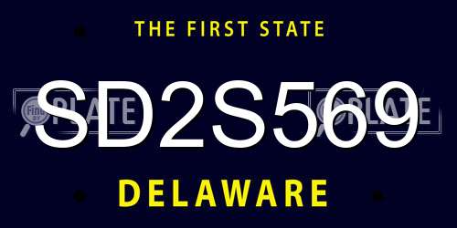 SD2S569 Delaware License Plate