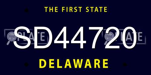 SD44720 Delaware License Plate