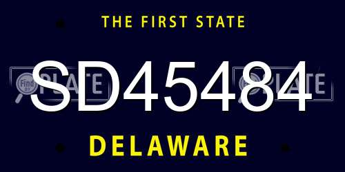 SD45484 Delaware License Plate