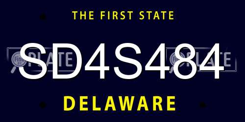 SD4S484 Delaware License Plate