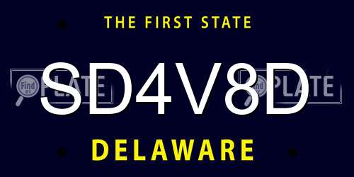 SD4V8D Delaware License Plate