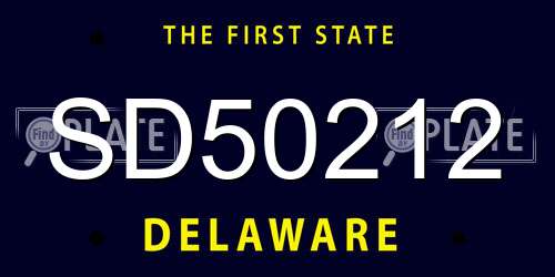 SD50212 Delaware License Plate