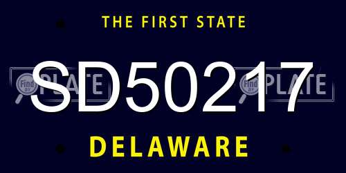 SD50217 Delaware License Plate