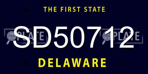 SD50712 Delaware License Plate