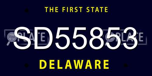 SD55853 Delaware License Plate
