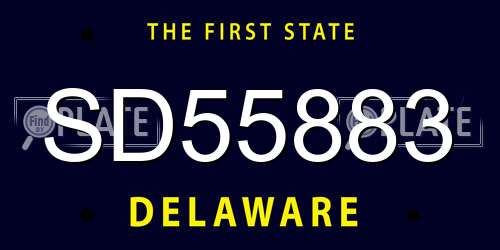 SD55883 Delaware License Plate
