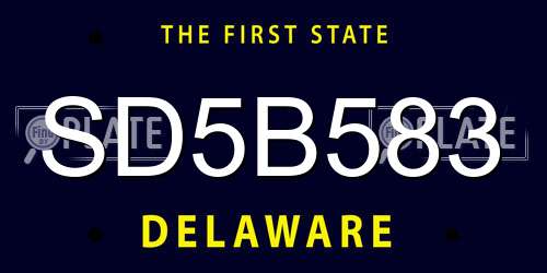 SD5B583 Delaware License Plate