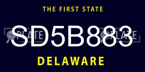 SD5B883 Delaware License Plate