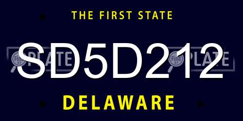 SD5D212 Delaware License Plate