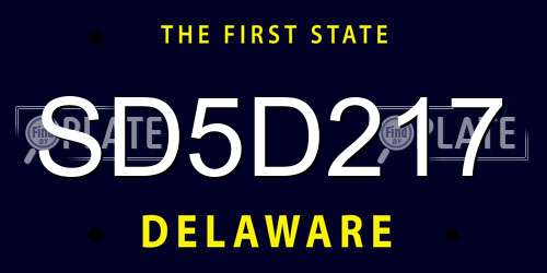 SD5D217 Delaware License Plate
