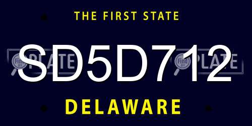 SD5D712 Delaware License Plate