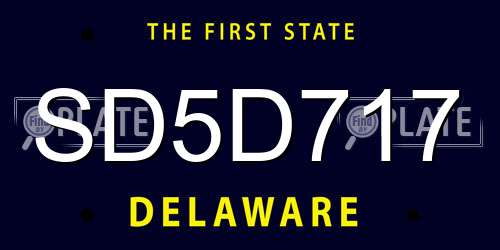 SD5D717 Delaware License Plate