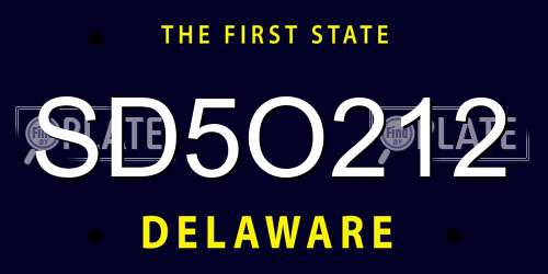 SD5O212 Delaware License Plate