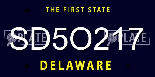 SD5O217 Delaware License Plate