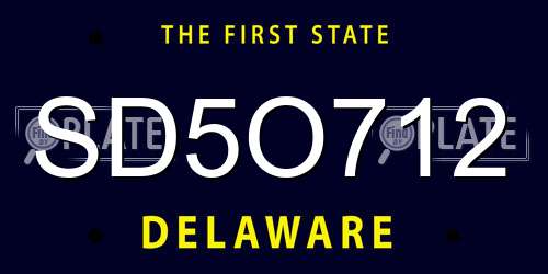 SD5O712 Delaware License Plate