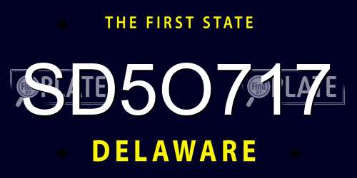 SD5O717 Delaware License Plate