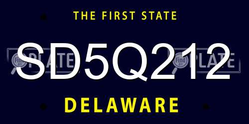 SD5Q212 Delaware License Plate