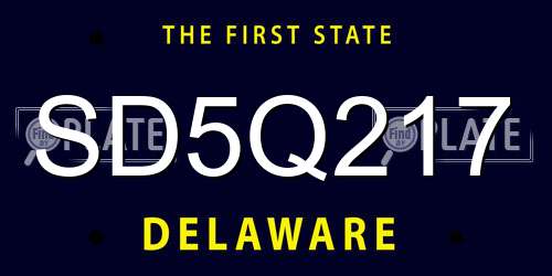 SD5Q217 Delaware License Plate
