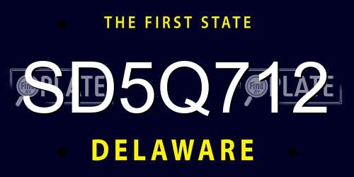 SD5Q712 Delaware License Plate