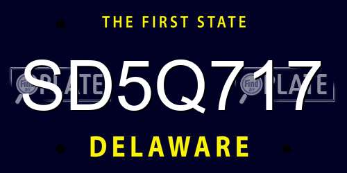 SD5Q717 Delaware License Plate