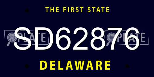 SD62876 Delaware License Plate