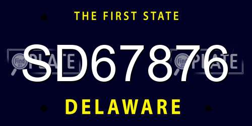 SD67876 Delaware License Plate