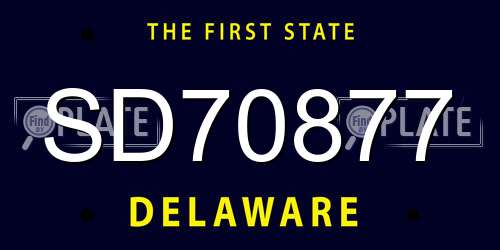 SD70877 Delaware License Plate