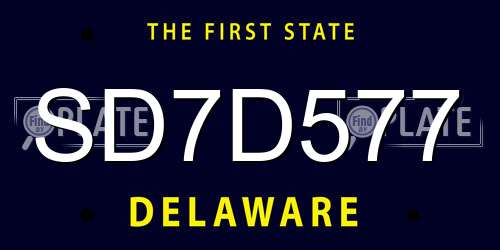 SD7D577 Delaware License Plate