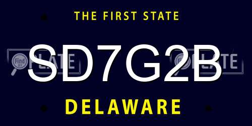 SD7G2B Delaware License Plate