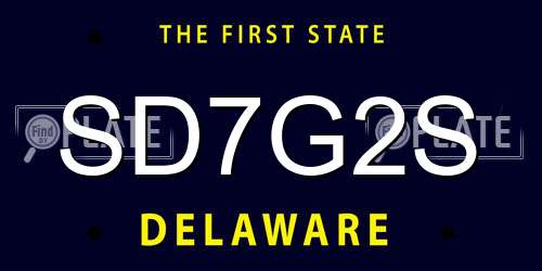 SD7G2S Delaware License Plate