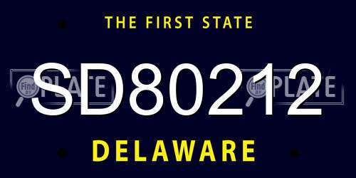 SD80212 Delaware License Plate