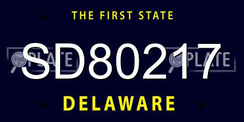 SD80217 Delaware License Plate