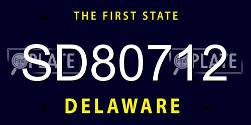 SD80712 Delaware License Plate