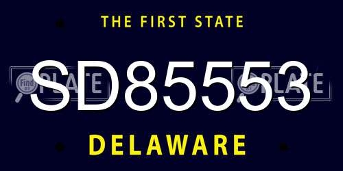 SD85553 Delaware License Plate
