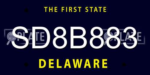 SD8B883 Delaware License Plate